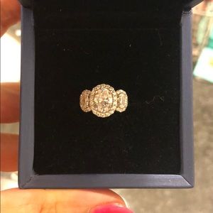 3 stone CZ and sterling silver engagement ring